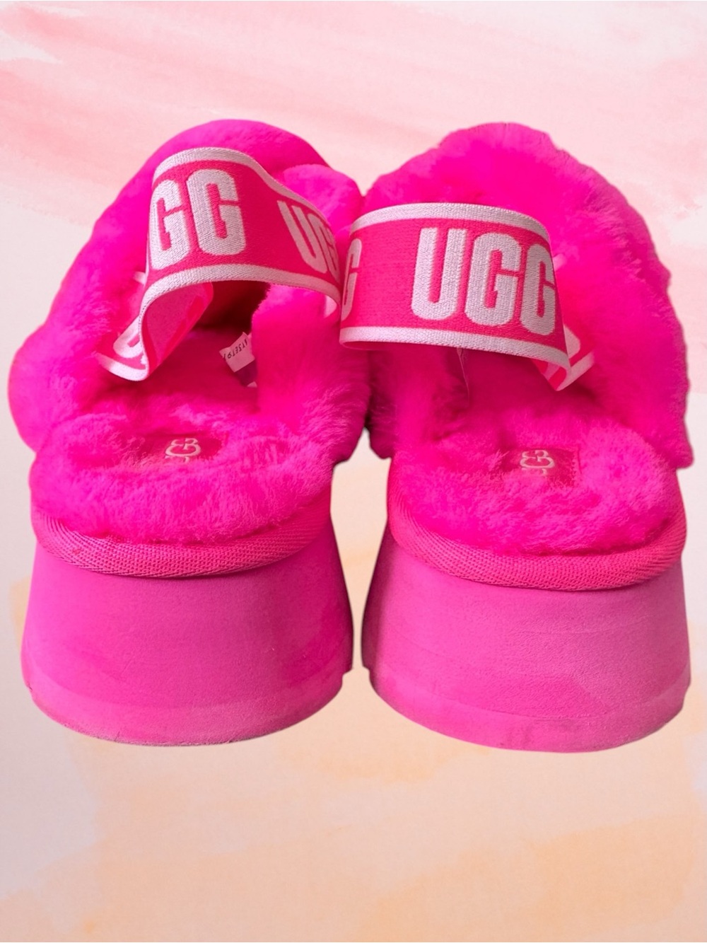 UGG Disco Cross Slide Taffy Pink Platform Sandals Slippers Slingback Size 7 - Picture 9 of 16